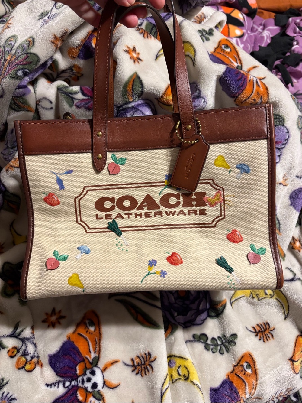 Coach Field Tote 30 with Garden Embroidery